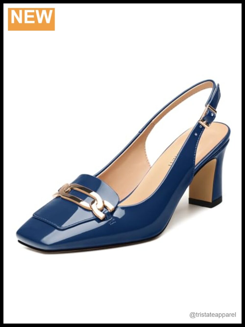 Slingback Heels Square Toe Block Heels 2.5 Inch Chunky Pumps